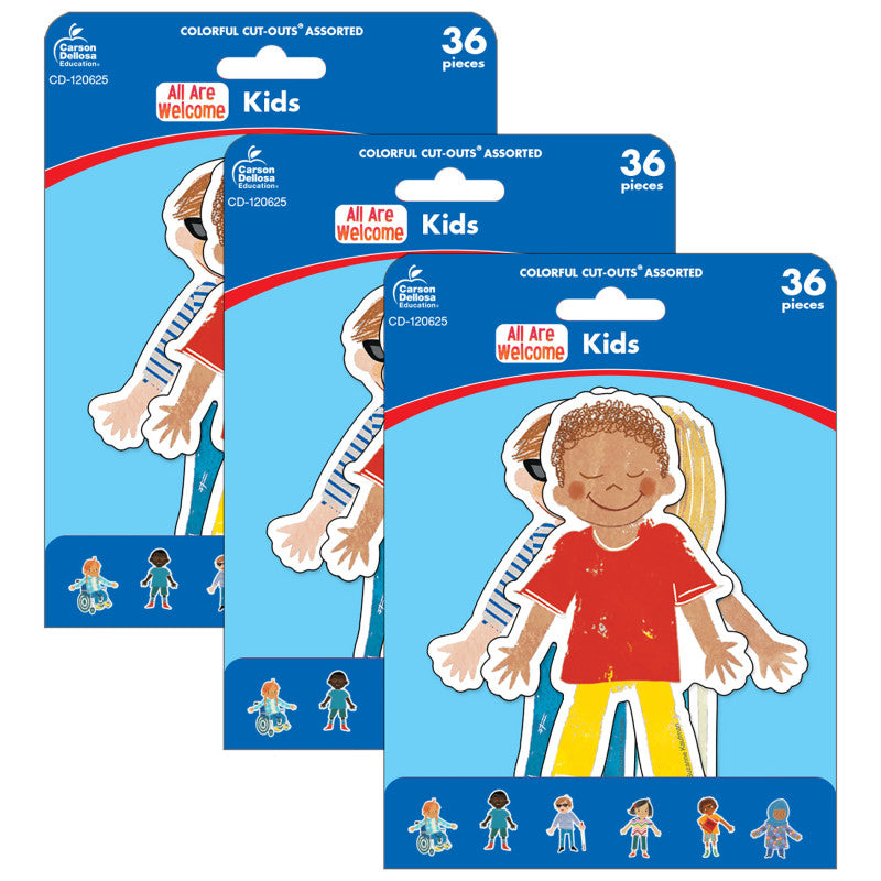 CARSON DELLOSA EDUCATION - All Are Welcome Kids Cut-Outs, 36 Per Pack, 3 Packs