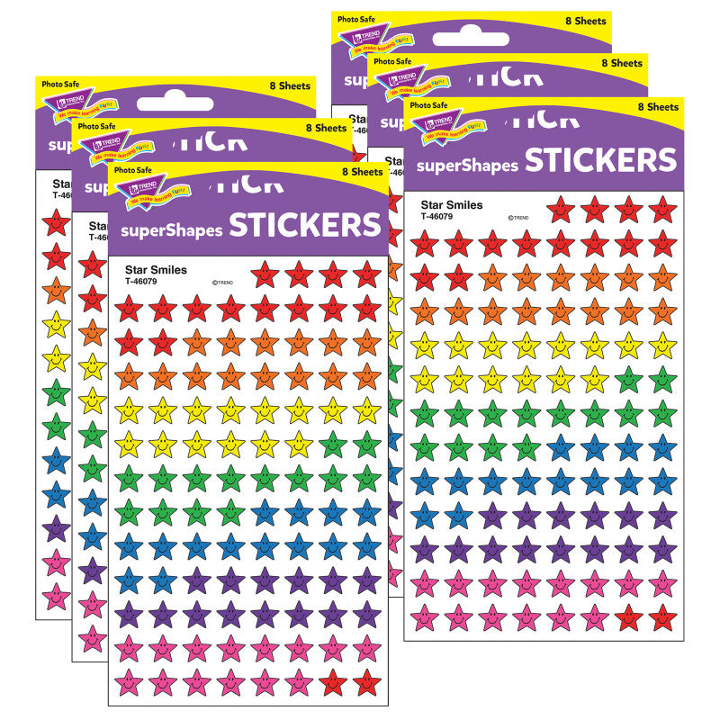 TREND - Star Smiles superShapes Stickers, 800 Per Pack, 6 Packs