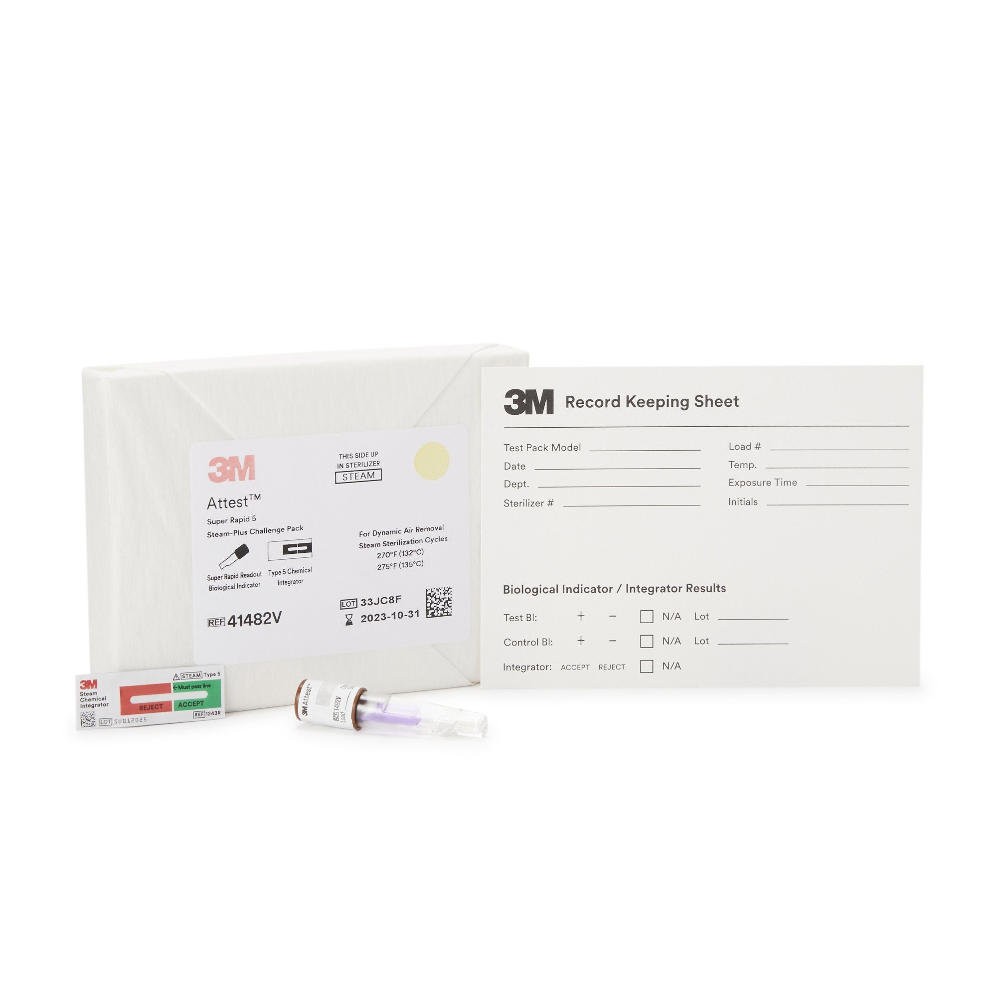Solventum Corporation - Attest™ Super Rapid 5 Steam-Plus Sterilization Indicator Challenge Pack Steam 2 Inch Length [24/CS]