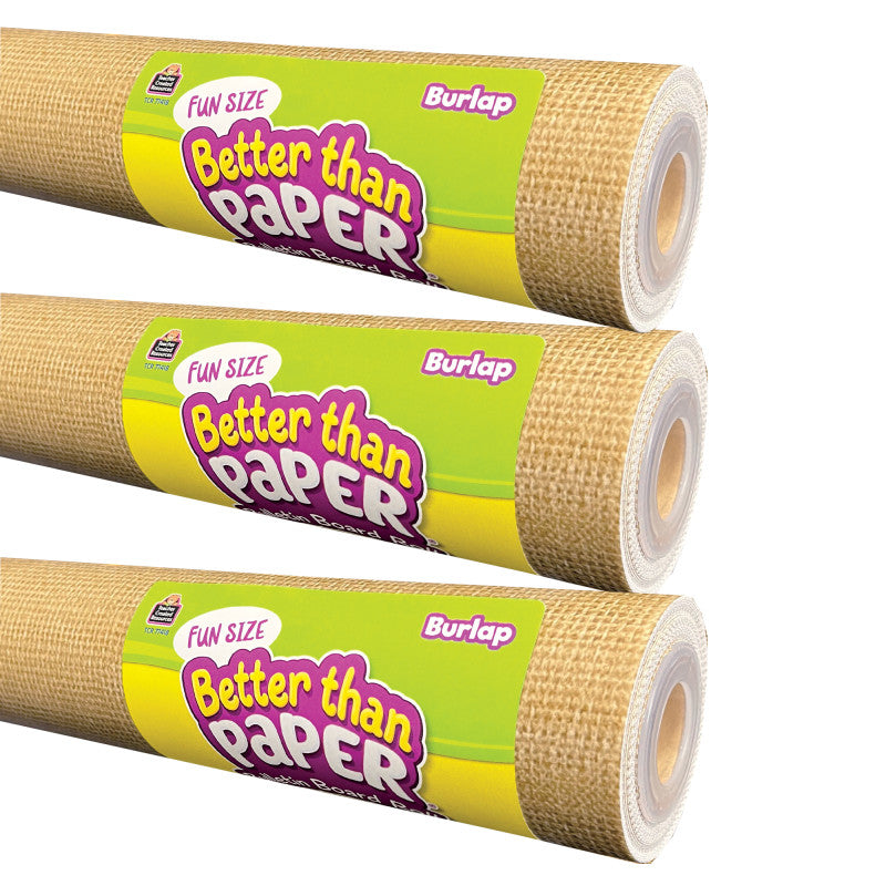 TEACHER CREATED RESOURCES - Fun Size Better Than Paper® Bulletin Board Roll, 18" x 12', Burlap, Pack of 3