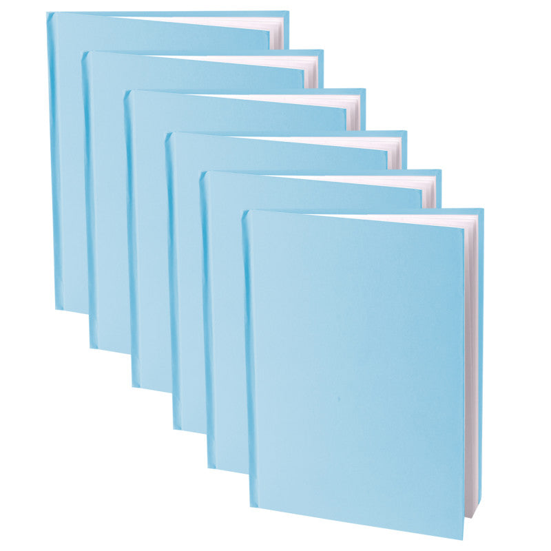 YOUNG AUTHORS - Blue Hardcover Blank Book, White Pages, 11"H x 8-1/2"W Portrait, 14 Sheets/28 Pages, Pack of 6