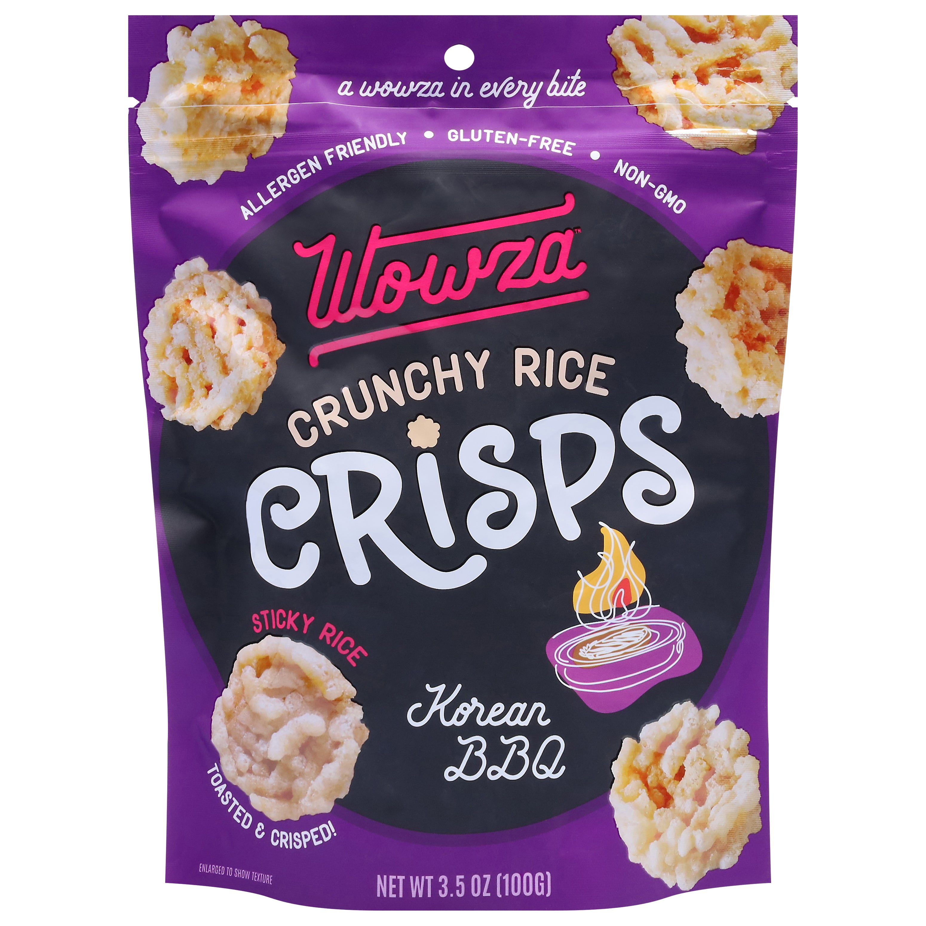 Wowza Crunchy Rice Korean BBQ Crisps 3.5 oz - Case of 8