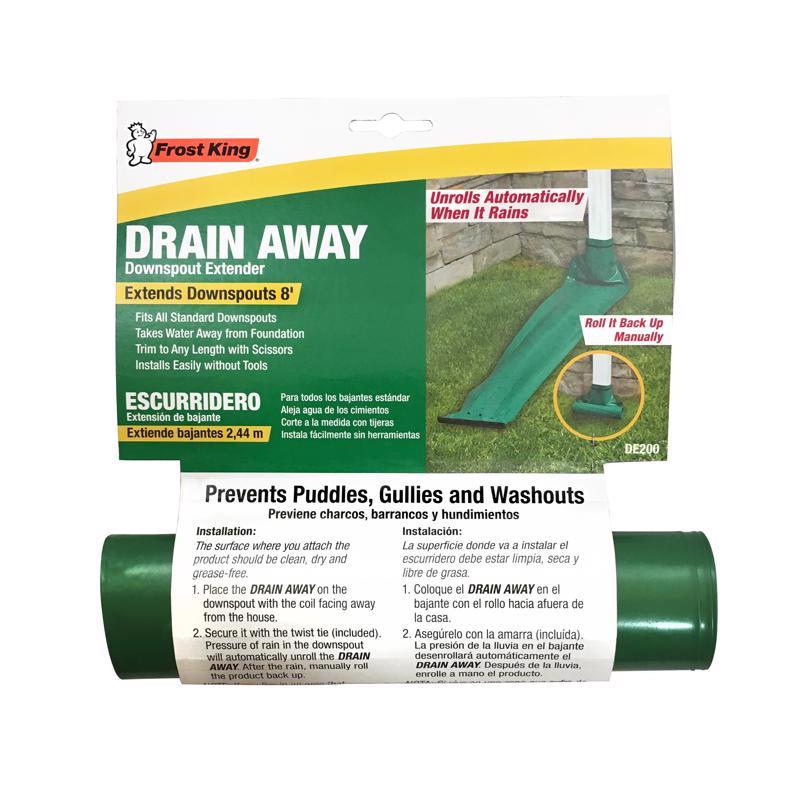FROST KING - Frost King Drain Away 0.1 in. H X 7.25 in. W X 8 ft. L Green Vinyl Downspout Extension