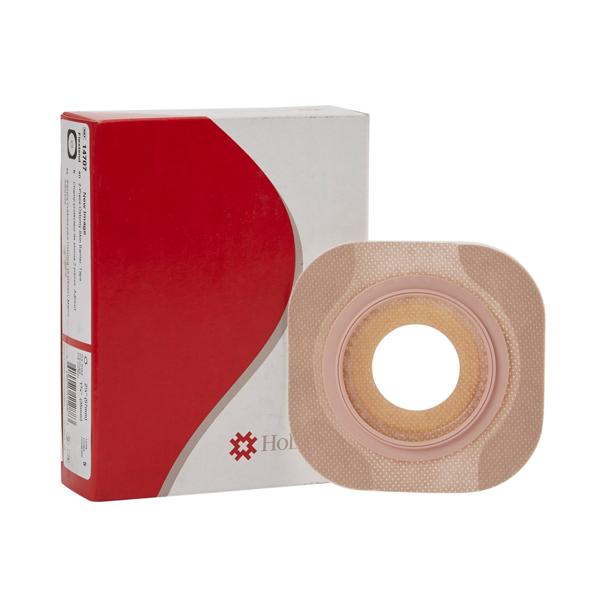 Hollister - Ostomy Barrier New Image™ Flextend™ Precut, Extended Wear Adhesive Tape 57 mm Flange Red Code System Hydrocolloid 1-3/8 Inch Opening [5/BX]