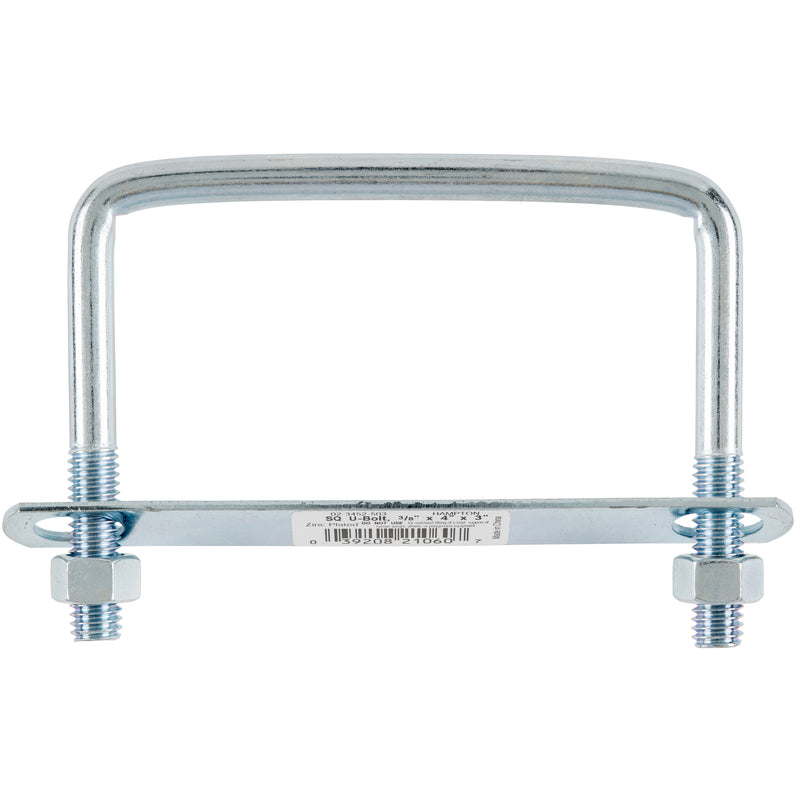 HAMPTON - Hampton 3/8 in. X 4 in. W X 3 in. L Coarse Zinc-Plated Steel Square Bend U Bolt - Case of 10