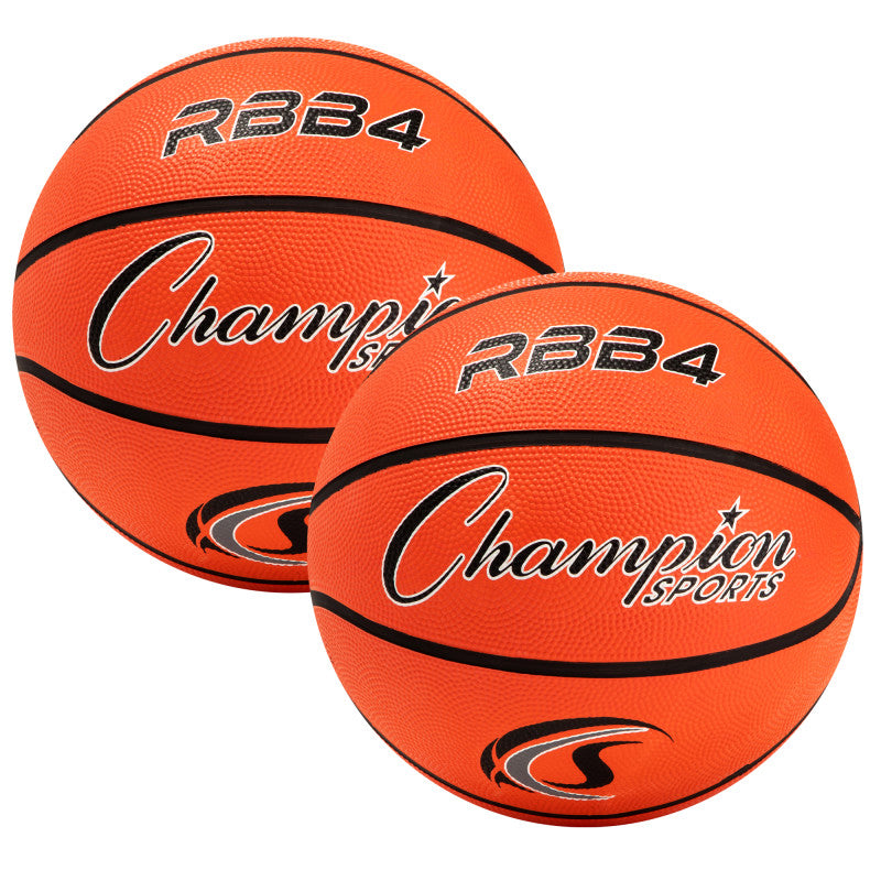 CHAMPION SPORTS - Intermediate Rubber Basketball, Size 6, Orange, Pack of 2
