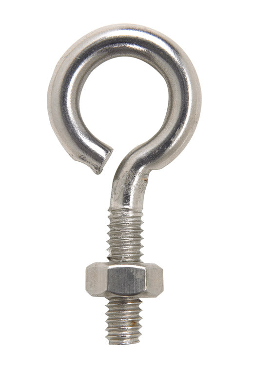HAMPTON - Hampton 1/4 in. X 2 in. L Stainless Stainless Steel Eyebolt with Nut Nut Included - Case of 10