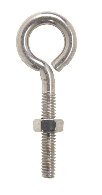 HAMPTON - Hampton 1/4 in. X 2-5/8 in. L Stainless Stainless Steel Eyebolt Nut Included - Case of 10
