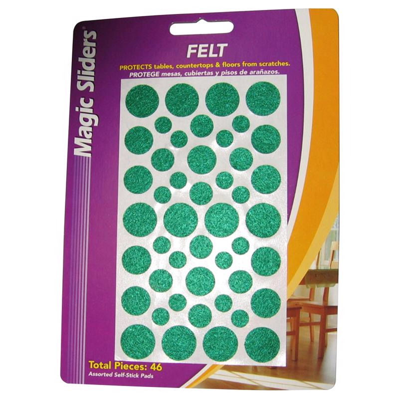 MAGIC SLIDERS - Magic Sliders Felt Self Adhesive Protective Pads Green Round 46 pk - Case of 6