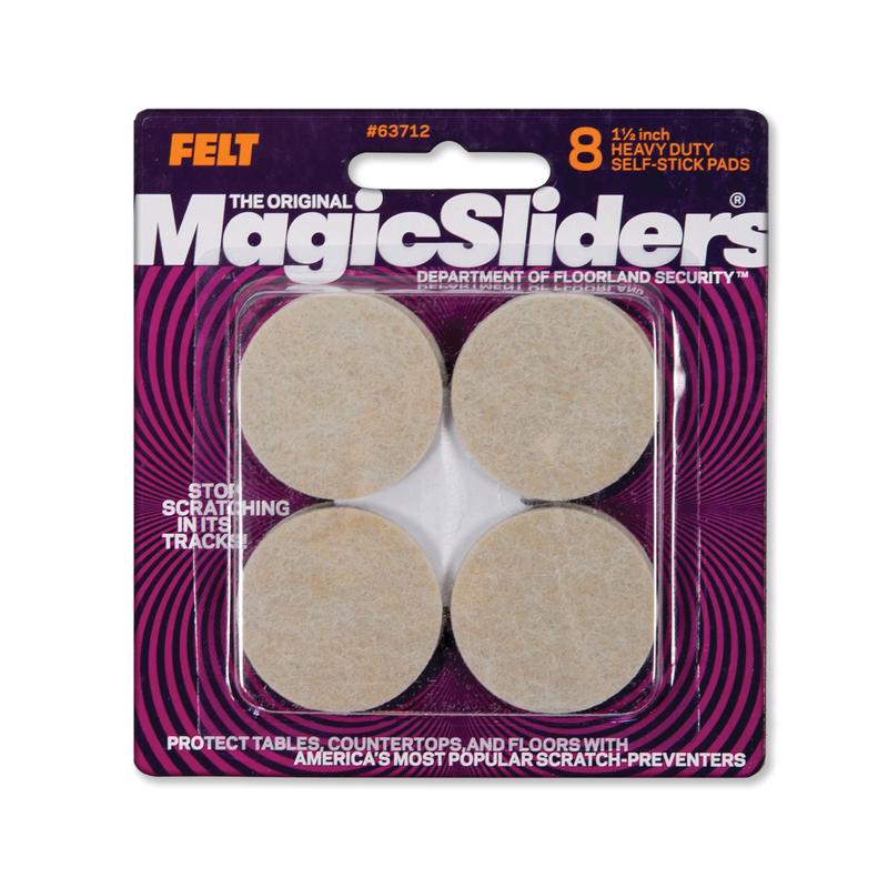 MAGIC SLIDERS - Magic Sliders Felt Self Adhesive Protective Pads Oatmeal Round 1-1/2 in. W X 1-1/2 in. L 8 pk - Case of 6