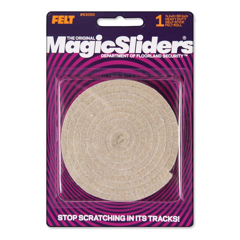 MAGIC SLIDERS - Magic Sliders Felt Self Adhesive Heavy Duty Roll Oatmeal Rectangle 60 in. W X 1/2 in. L 1 pk - Case of 6