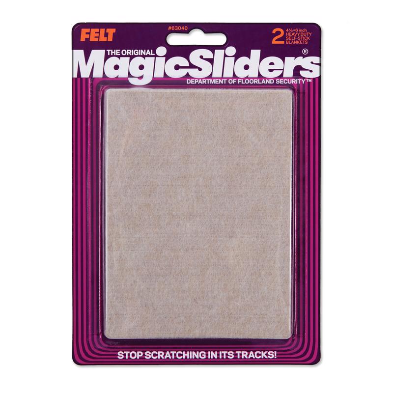 MAGIC SLIDERS - Magic Sliders Felt Self Adhesive Protective Pads Tan Rectangle 6 in. W X 4-1/2 in. L 2 pk - Case of 6
