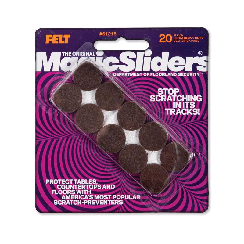 MAGIC SLIDERS - Magic Sliders Felt Self Adhesive Protective Pads Brown Round 3/4 in. W X 3/4 in. L 20 pk - Case of 6