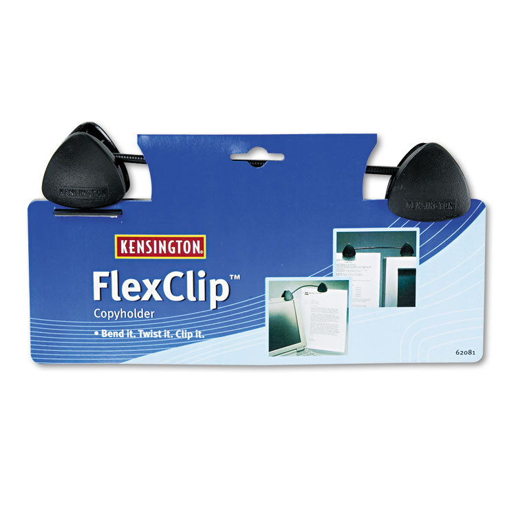 Kensington - FlexClip Gooseneck Copyholder, Monitor/Laptop Mount, Plastic, Black
