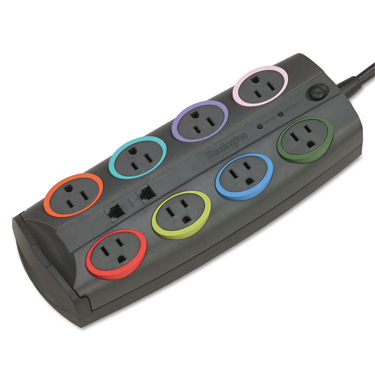 Kensington - SmartSockets Surge Protector, 8 AC Outlets, 8 ft Cord, 3,090 J, Dark Gray