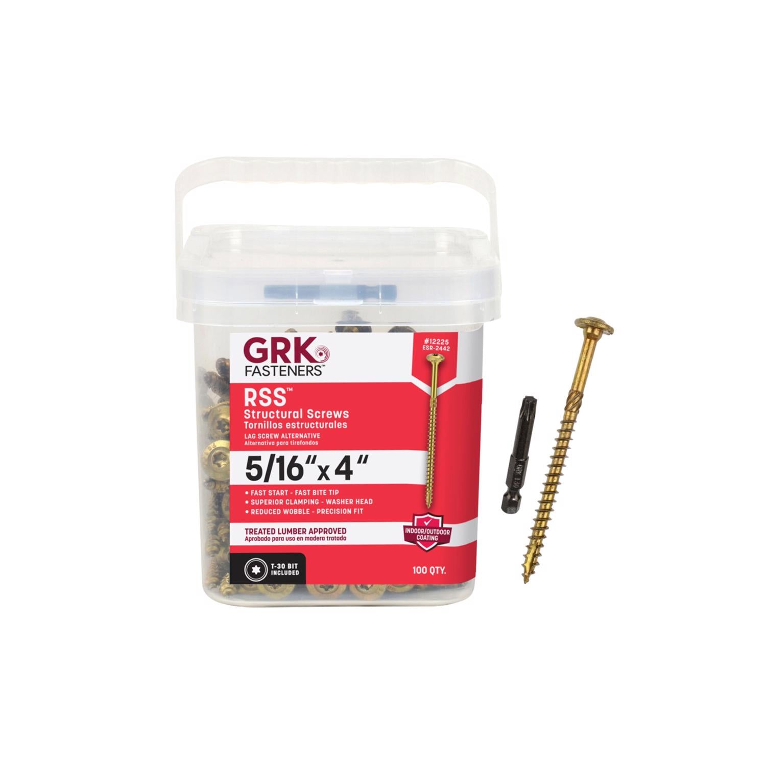 GRK Fasteners No. 20 in. X 4 in. L Star Washer Head W-Cut Structural Screws - Case of 2