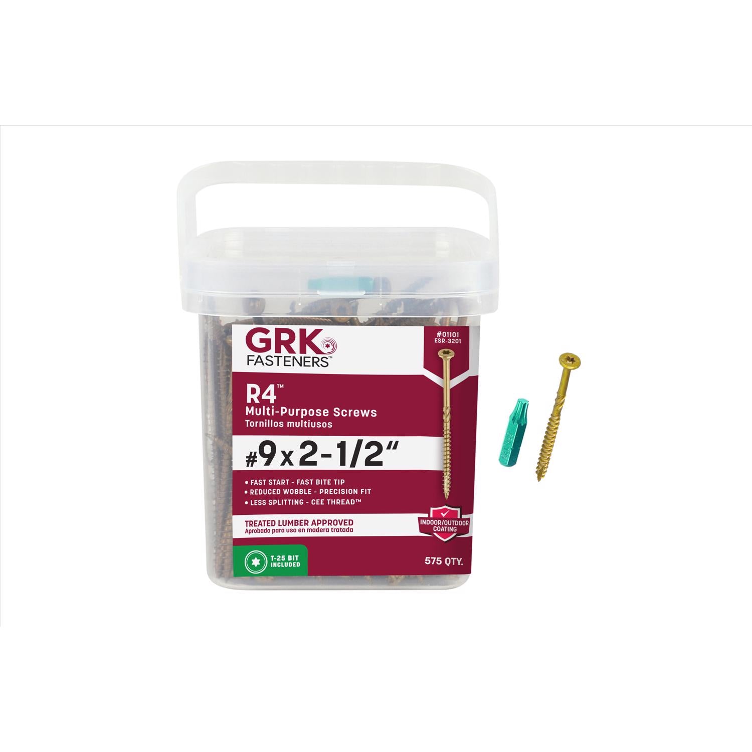 GRK Fasteners R4 No. 9 X 2-1/2 in. L Star Coated W-Cut Multi-Purpose Screws 575 pk - Case of 2