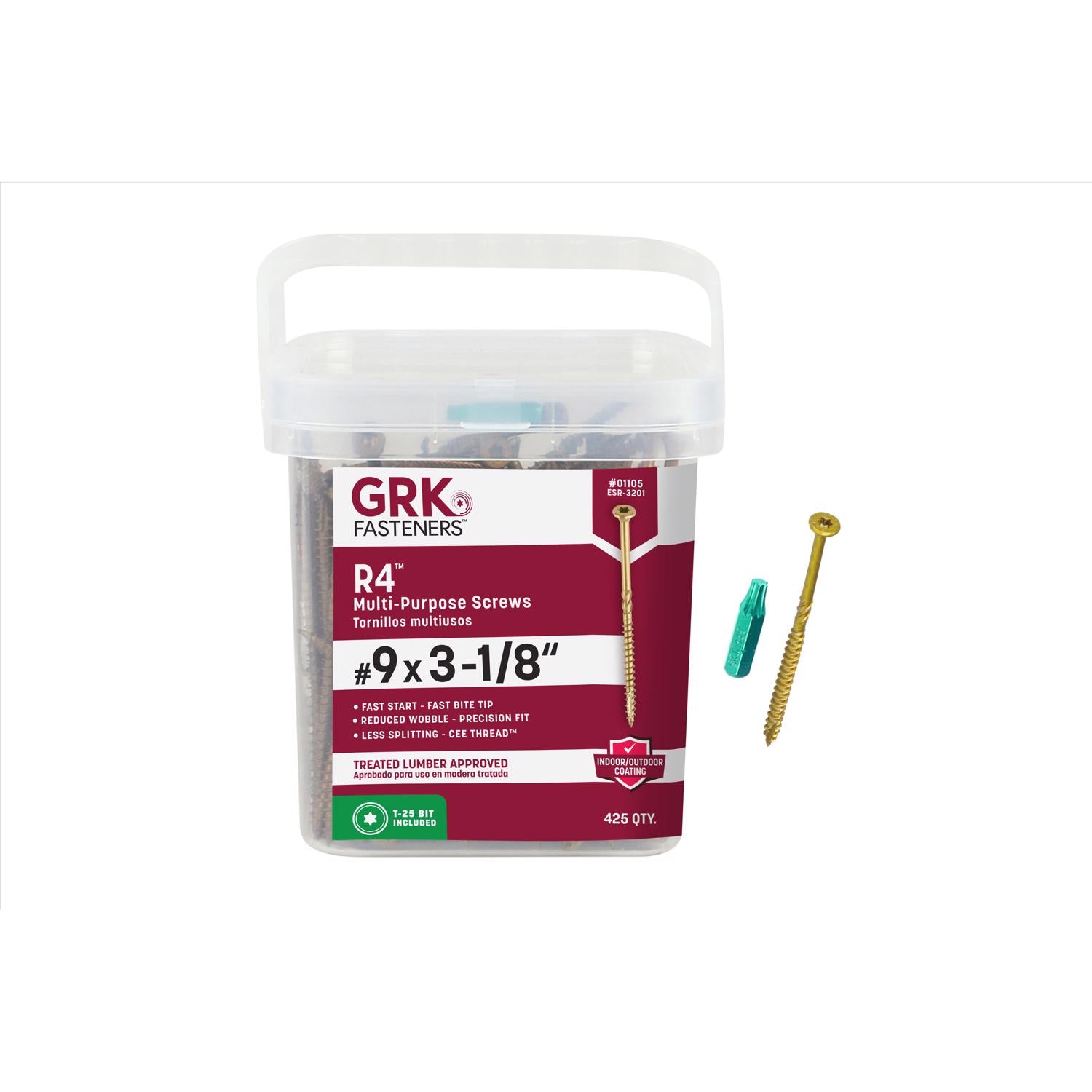 GRK Fasteners R4 No. 9 X 3-1/8 in. L Star Coated W-Cut Multi-Purpose Screws 425 pk - Case of 2