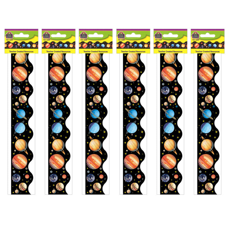TEACHER CREATED RESOURCES - Scalloped Solar System Border Trim, 35 Feet Per Pack, 6 Packs