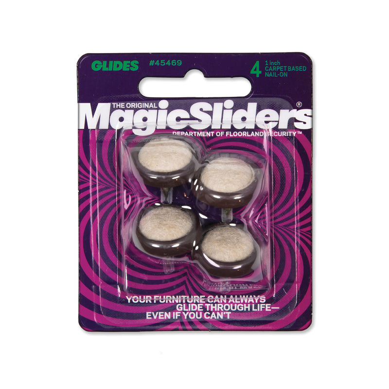 MAGIC SLIDERS - Magic Sliders Brown/Gray 1 in. Nail-On Carpet/Plastic Cushioned Glide 4 pk - Case of 6