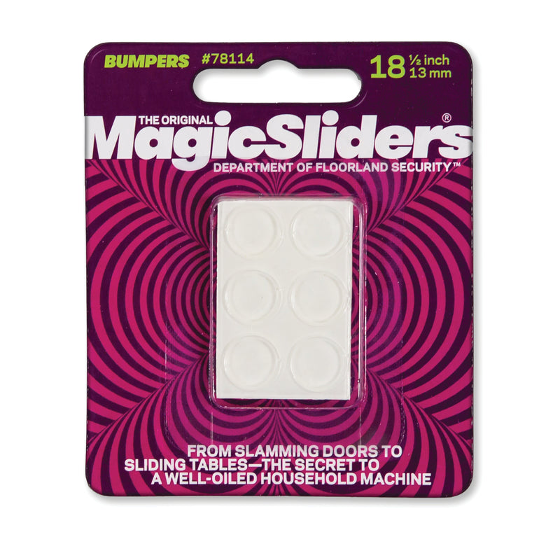 MAGIC SLIDERS - Magic Sliders Vinyl Self Adhesive Bumper Pads Clear Round 1/2 in. W X 1/2 in. L 18 pk - Case of 6