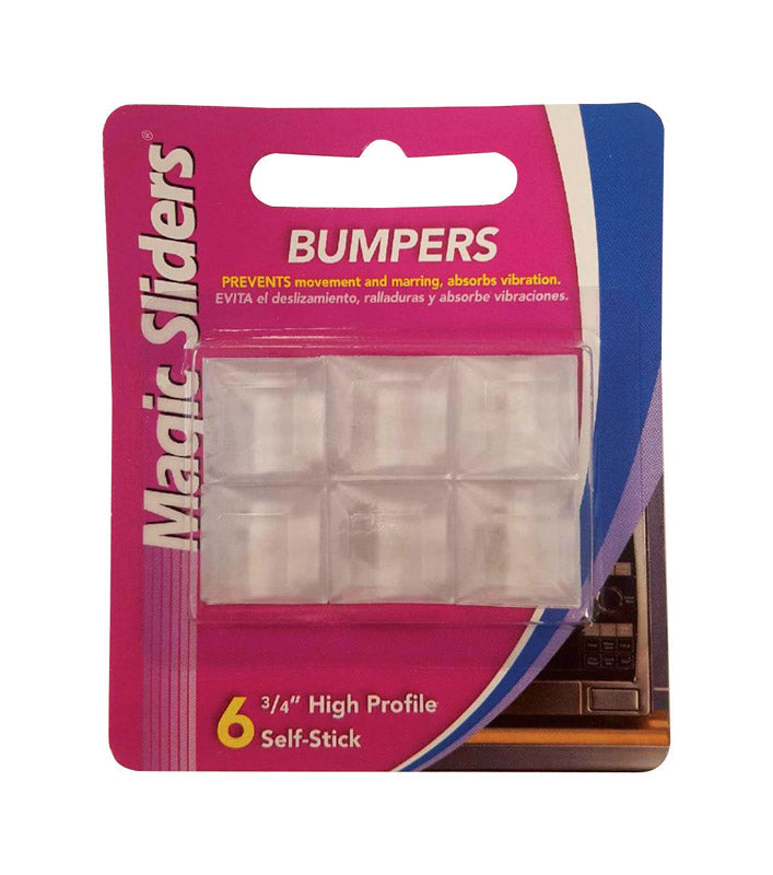 MAGIC SLIDERS - Magic Sliders Vinyl Self Adhesive Bumper Pads Clear Square 3/4 in. W X 3/4 in. L 6 pk - Case of 6