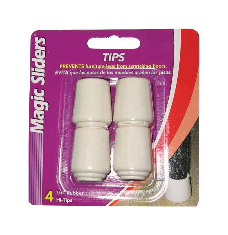 MAGIC SLIDERS - Magic Sliders Rubber Self Adhesive Leg Tip White Round 3/4 in. W 4 pk