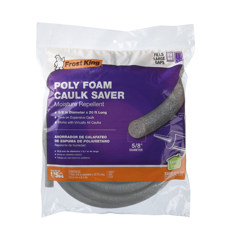 FROST KING - Frost King Gray Poly Foam Caulk Saver For Gaps and Openings 20 ft. L X 0.63 in.