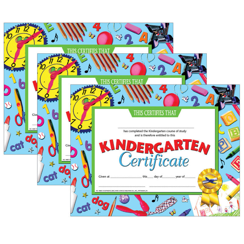 HAYES PUBLISHING - Kindergarten Certificate, 8.5" x 11", 30 Per Pack, 3 Packs (H-VA601-3)