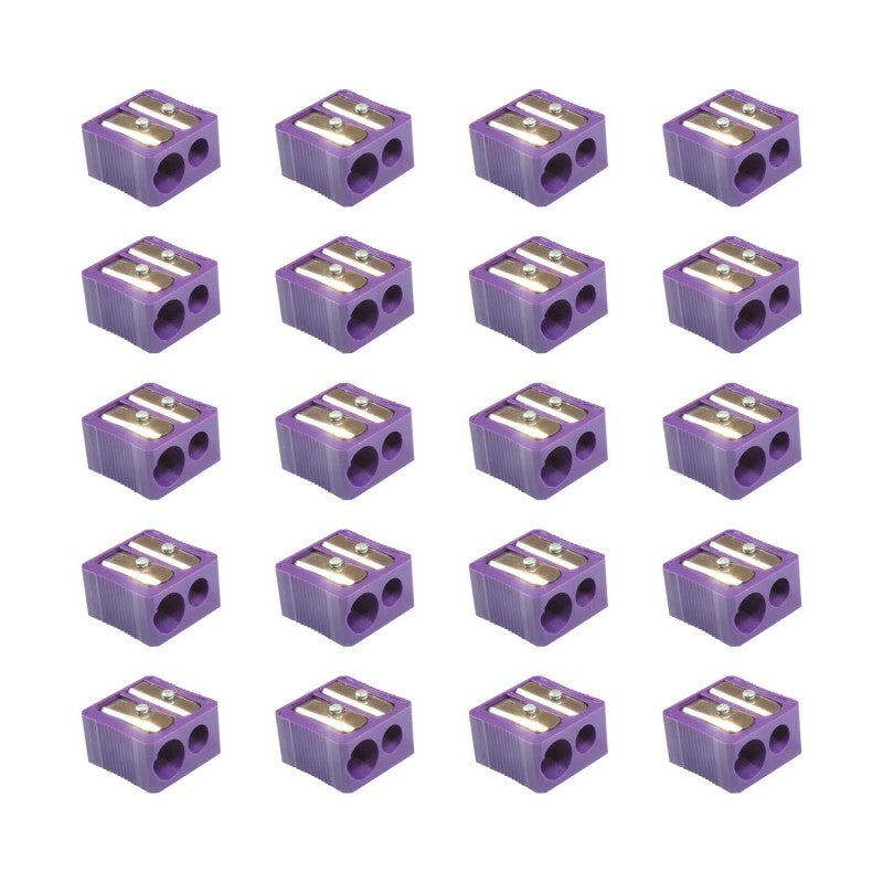 BAUMGARTENS - Dual Hole Plastic Pencil Sharpener, Assorted Colors, Pack of 20
