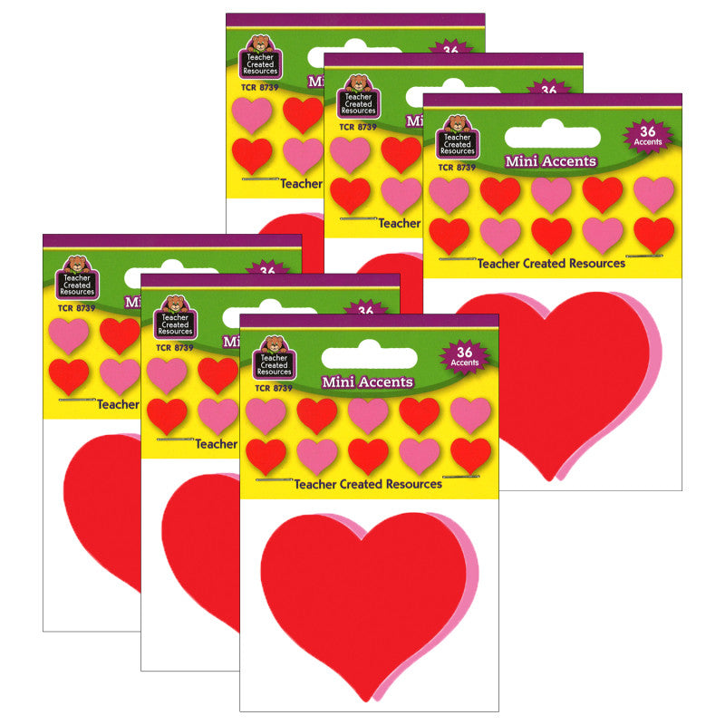 TEACHER CREATED RESOURCES - Hearts Mini Accents, 36 Per Pack, 6 Packs