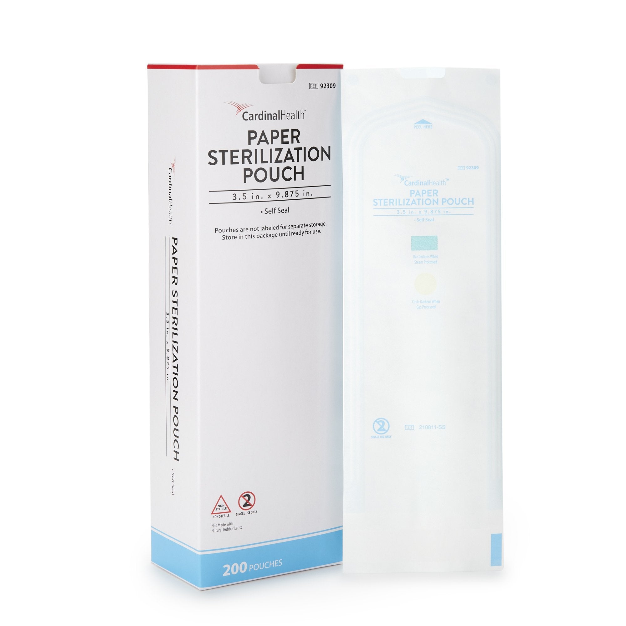 Cardinal - Sterilization Pouch Cardinal Health™ Ethylene Oxide (EO) Gas / Steam 3-1/2 X 9 Inch Transparent / White Self Seal Paper / Film [200/PK]