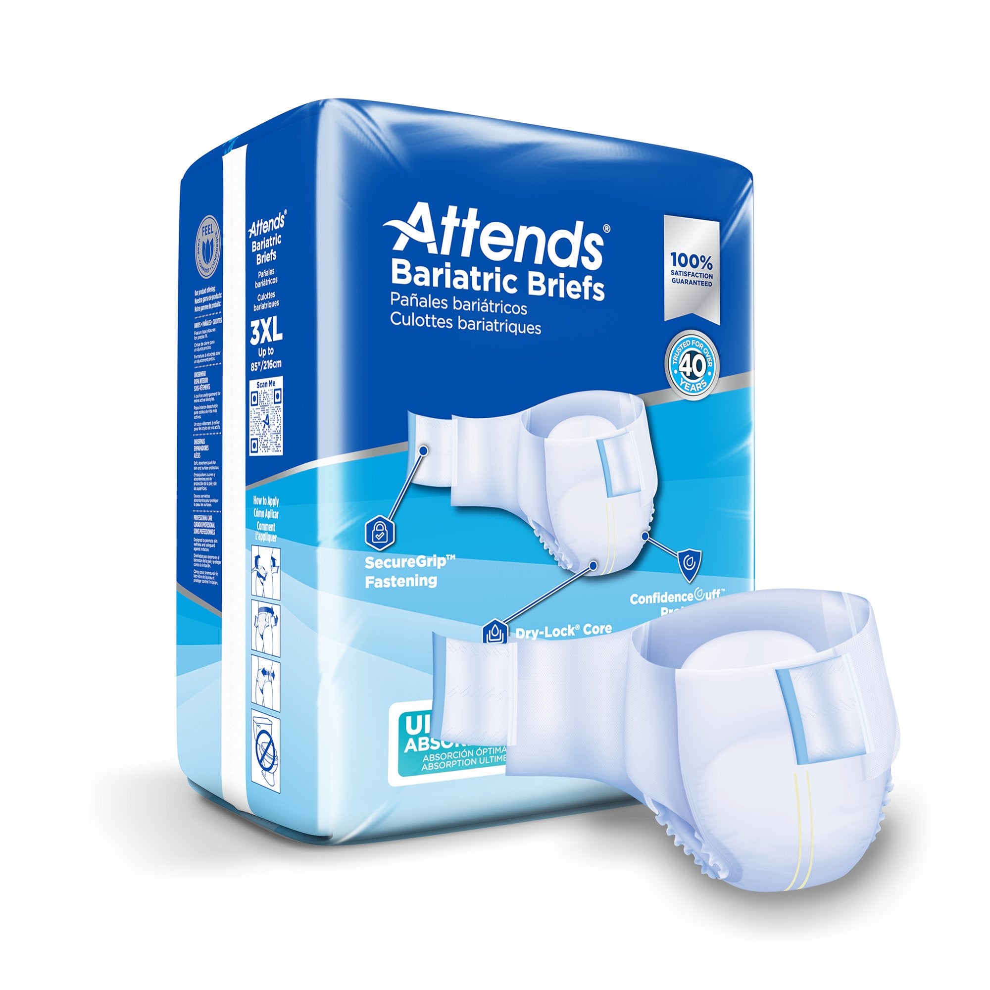 Attends Healthcare Products - Unisex Adult Incontinence Brief Attends® Bariatric 3X-Large Disposable Heavy Absorbency [48/CS]