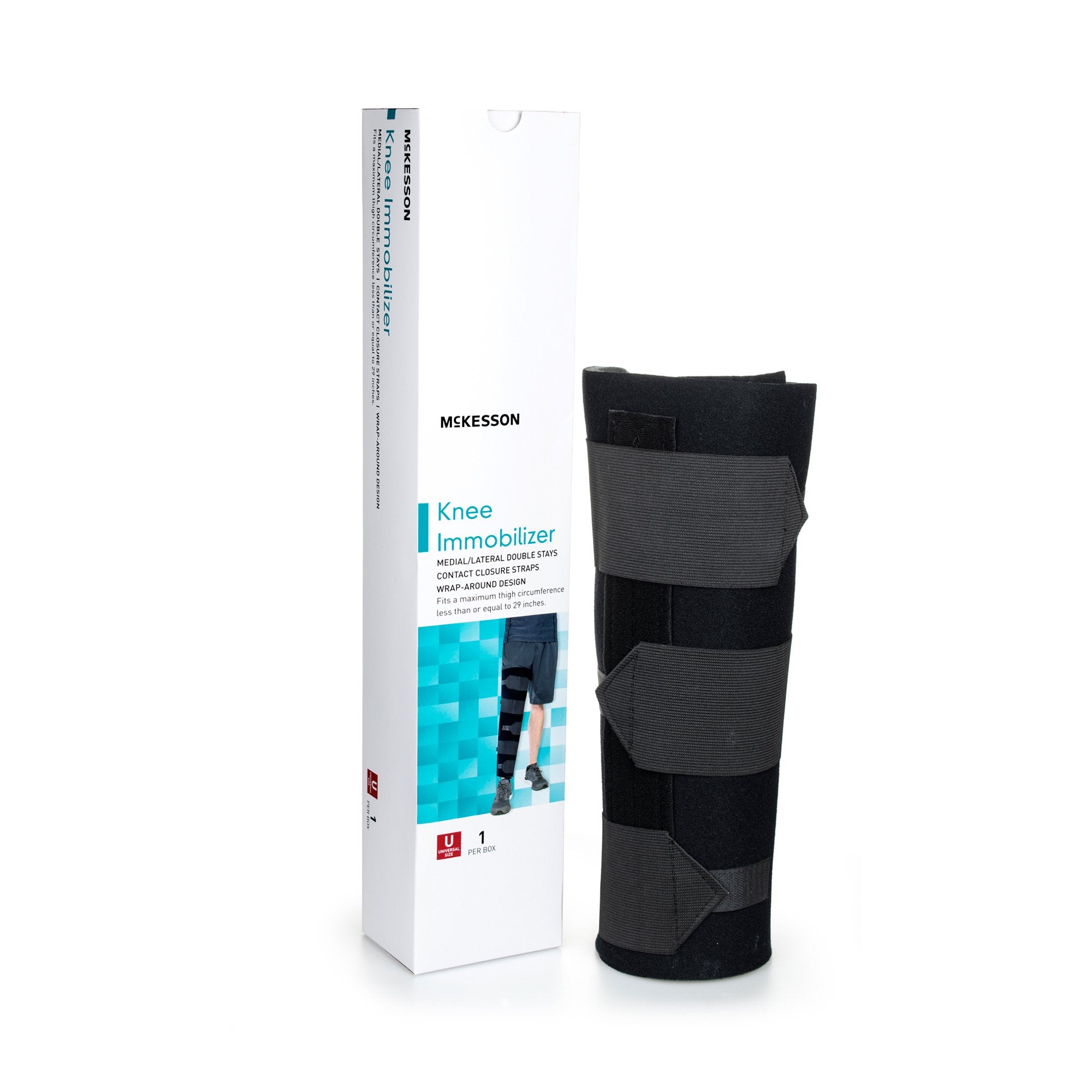 McKesson Brand - Knee Immobilizer McKesson One Size Fits Most Up to 29 Inch Thigh Circumference 16 Inch Length Left or Right Knee [1/EA]