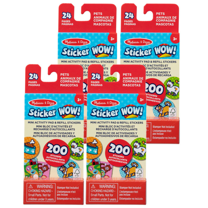 Sticker WOW! Mini Activity Pad with Refill Stickers - Pets, 4 Sets