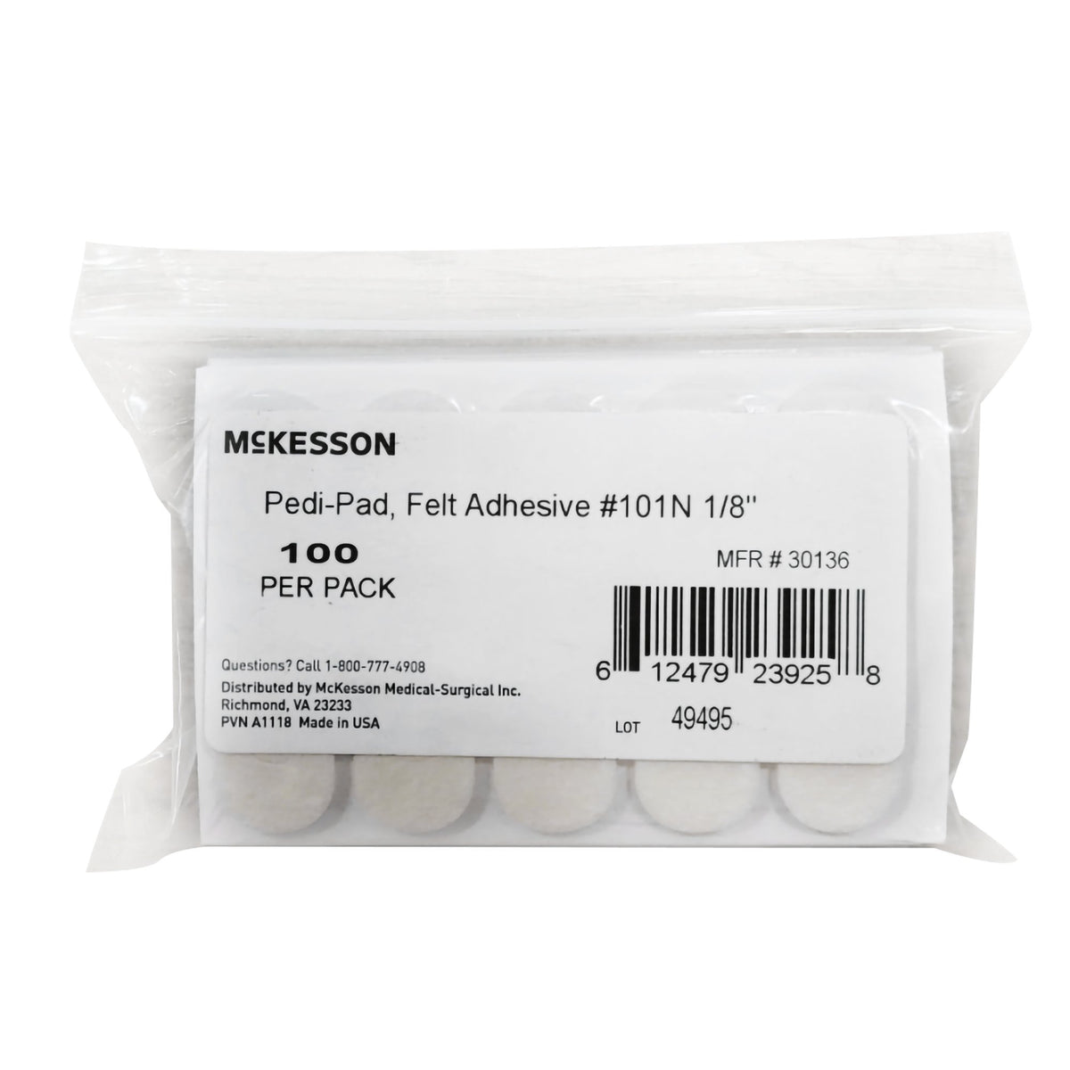 McKesson Brand - Protective Pad McKesson Pedi-Pad Size 101-Narrow Adhesive Foot [100/PK]