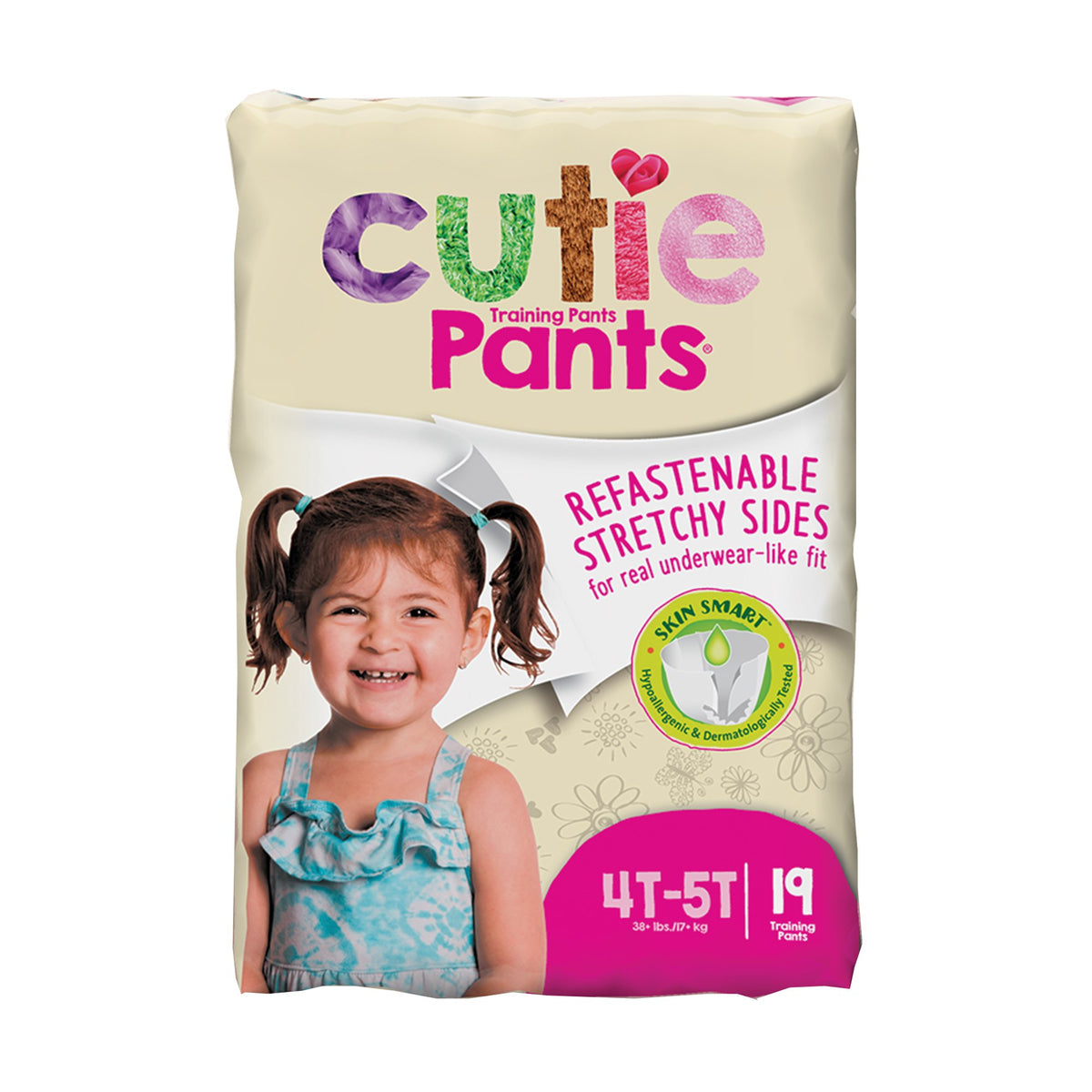 First Quality - Female Toddler Training Pants Cutie Pants® Size 4T to 5T Disposable Heavy Absorbency [19/BG]