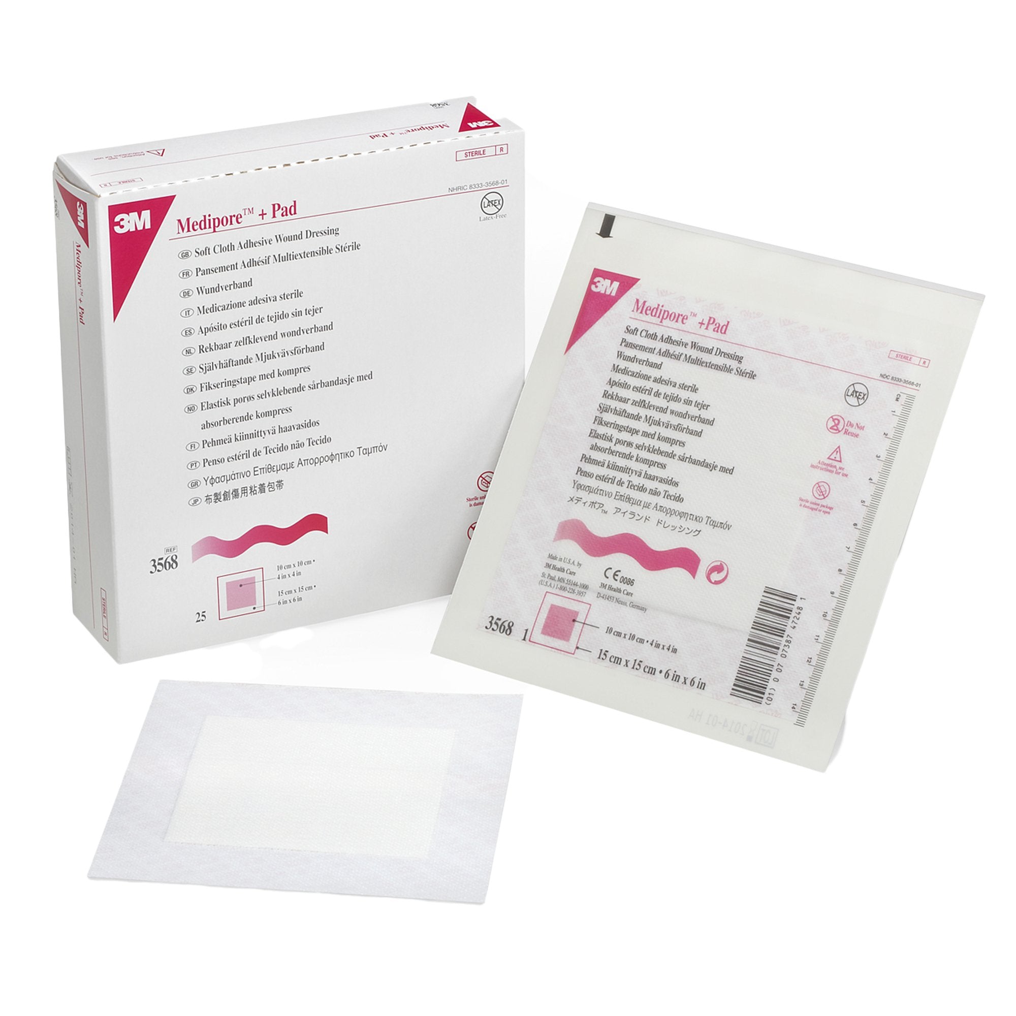 Solventum Corporation - Adhesive Dressing 3M™ Medipore™ 6 X 6 Inch Soft Cloth Square White Sterile [1/EA]