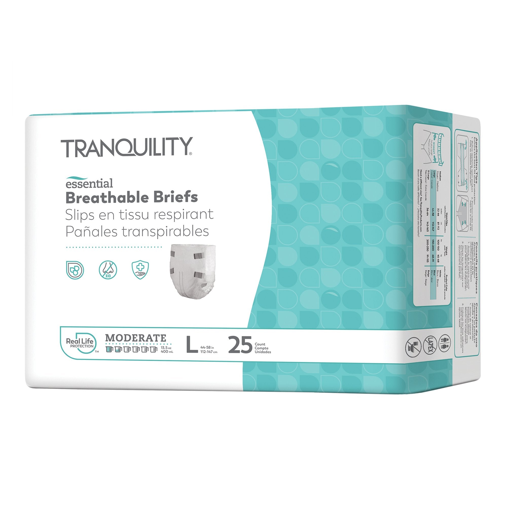 Principle Business Enterprises - Unisex Adult Incontinence Brief Tranquility® Essential Large Disposable Moderate Absorbency [100/CS]