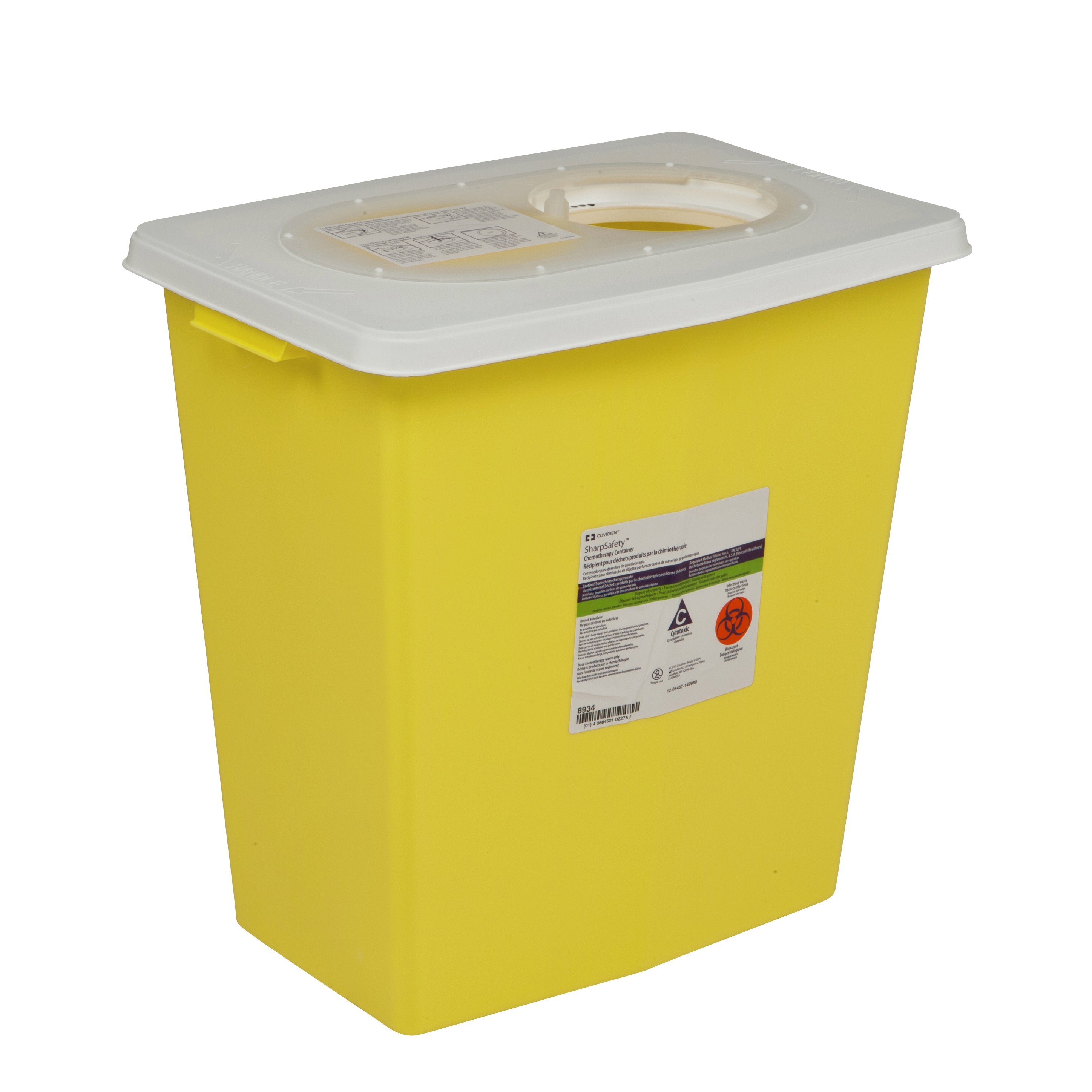 Cardinal - Chemotherapy Waste Container SharpSafety™ Yellow Base 18-3/4 H X 18-1/4 W X 12-3/4 D Inch Vertical Entry 12 Gallon [1/EA]