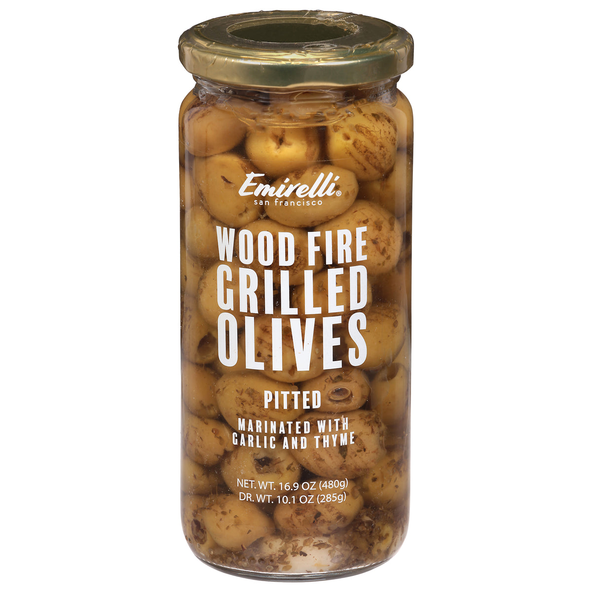 Emirelli Pitted Wood Fire Grilled Olives 16.9 oz - Case of 6