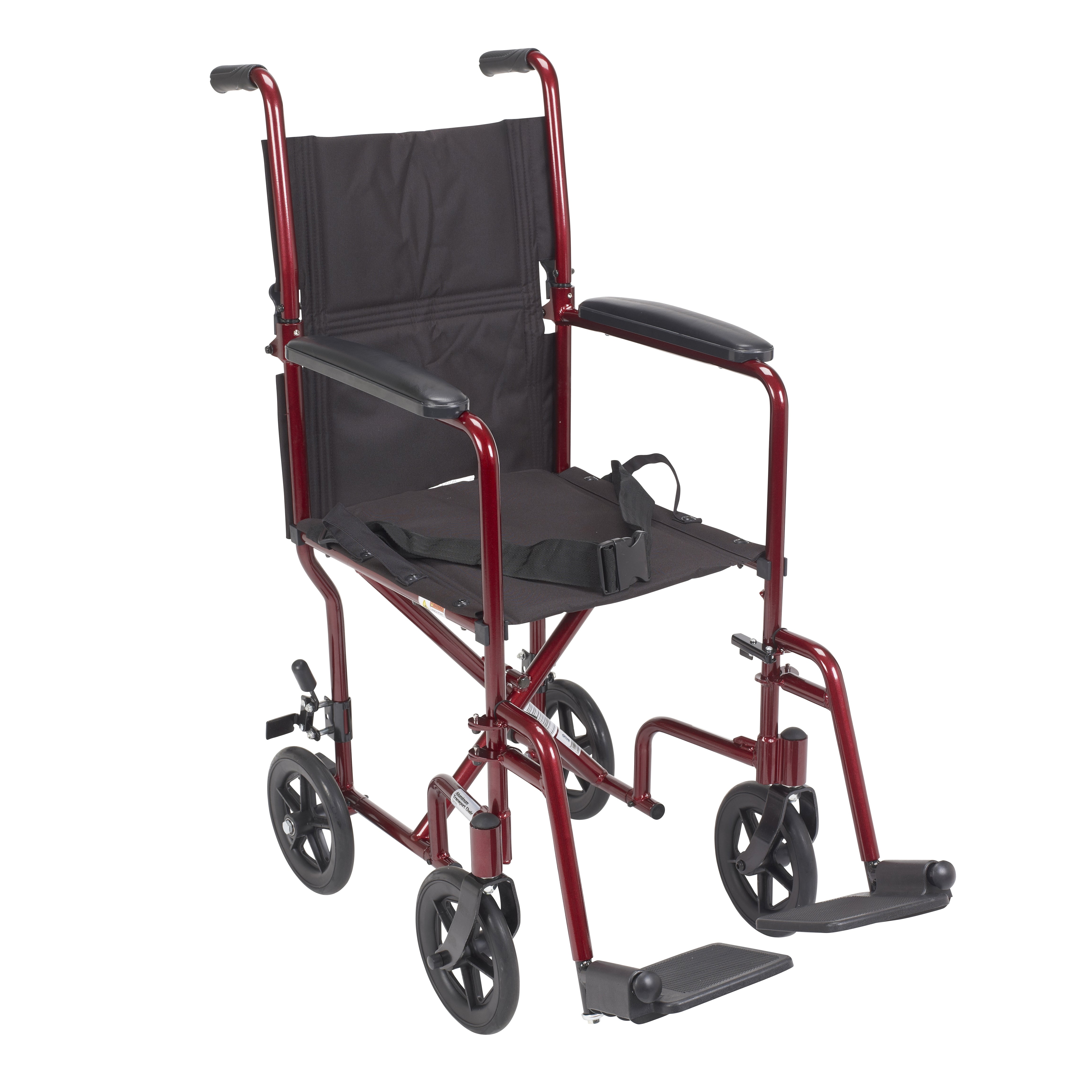 Drive Medical - Transport Chair drive™ 17 Inch Seat Width Fixed Arm Height Swing-Away Footrest Aluminum Frame with Red Finish [1/EA]