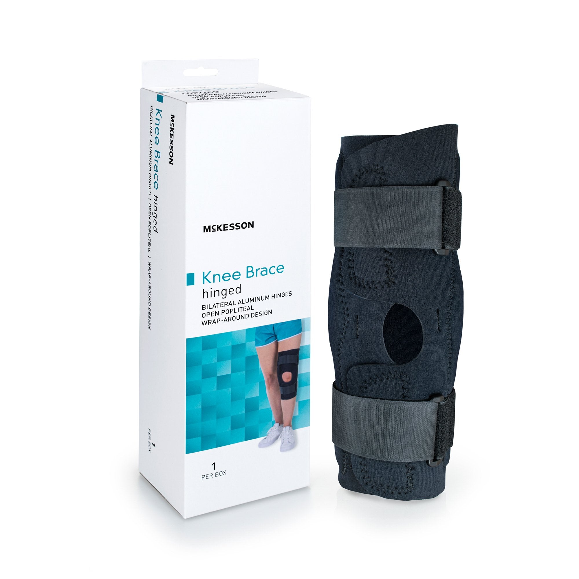 McKesson Brand - Knee Brace McKesson X-Large Wraparound / Hook and Loop Strap Closure with D-Rings 23 to 25-1/2 Inch Circumference Left or Right Knee [1/EA]