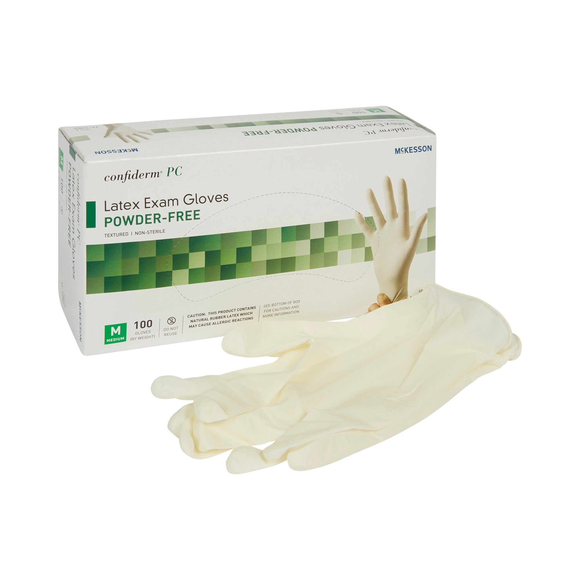 McKesson Brand - Exam Glove McKesson Confiderm® Medium NonSterile Latex Standard Cuff Length Fully Textured Ivory Not Rated [100/BX]