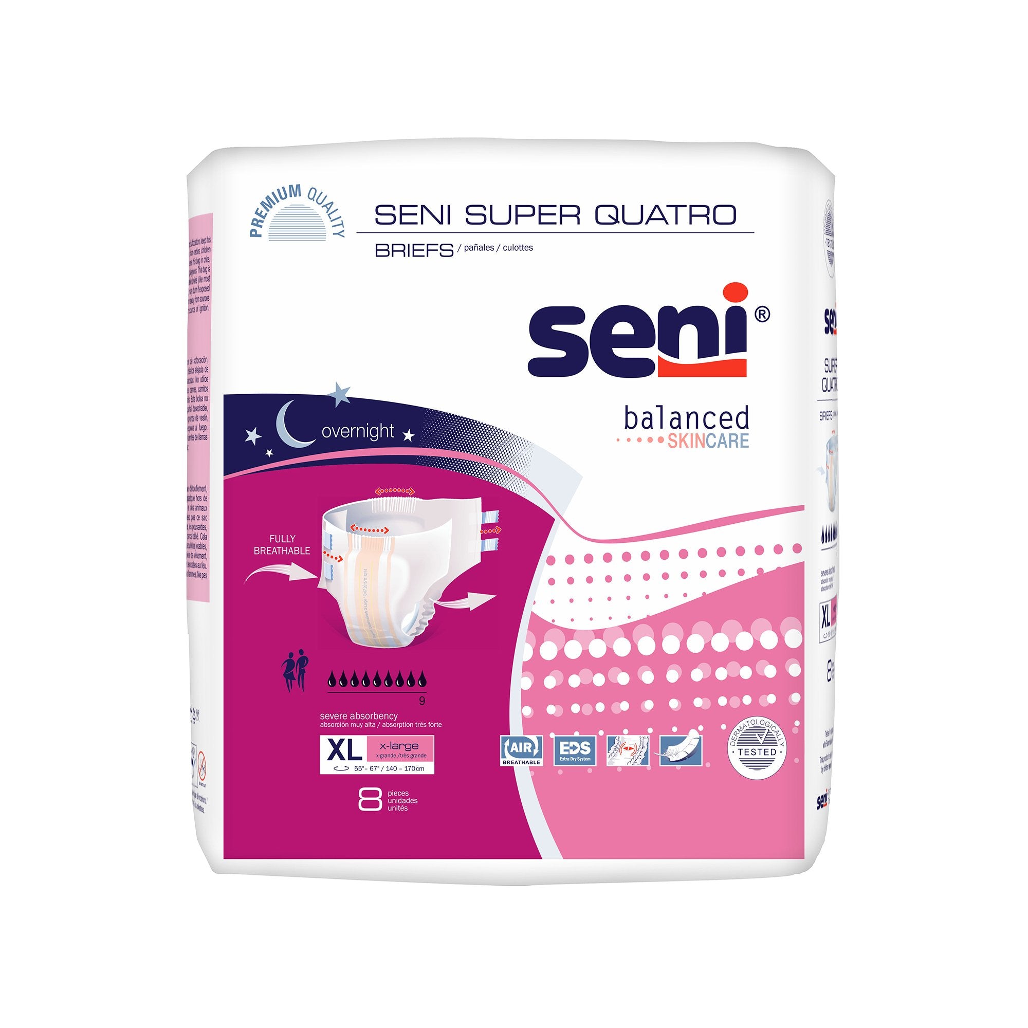 TZMO USA Inc - Unisex Adult Incontinence Brief Seni® Super Quatro X-Large Disposable Heavy Absorbency [8/PK]