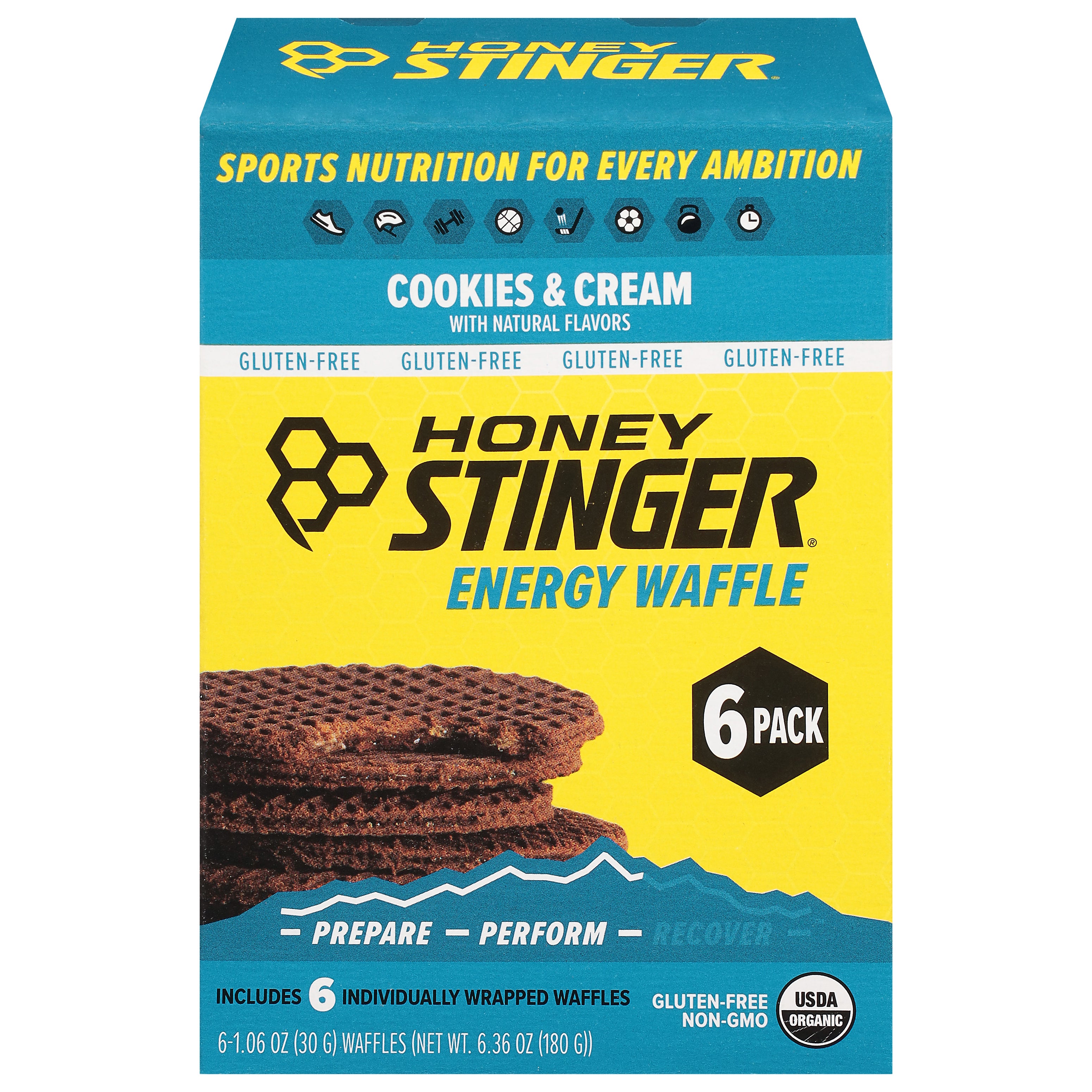 Honey Stinger Cookies & Cream Energy Waffle 6 - 1.06 oz Waffles - Case of 4