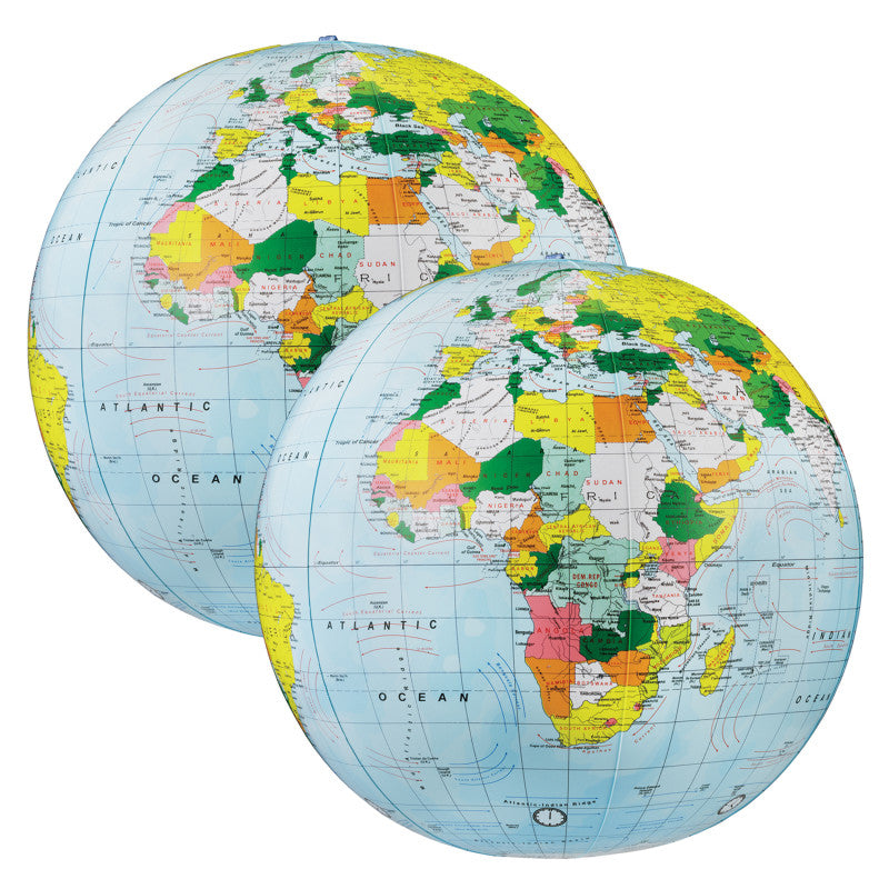 REPLOGLE GLOBES - Light Blue Political Inflate-a-Globes, 16", Pack of 2
