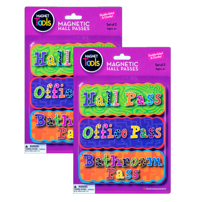 DOWLING MAGNETS - Magnetic Hall Passes, 3 Per Set, 2 Sets
