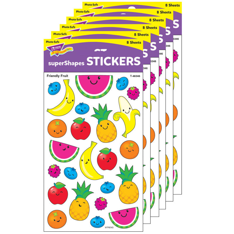 TREND - Friendly Fruit superShapes Stickers-Large, 192 Per Pack, 6 Packs