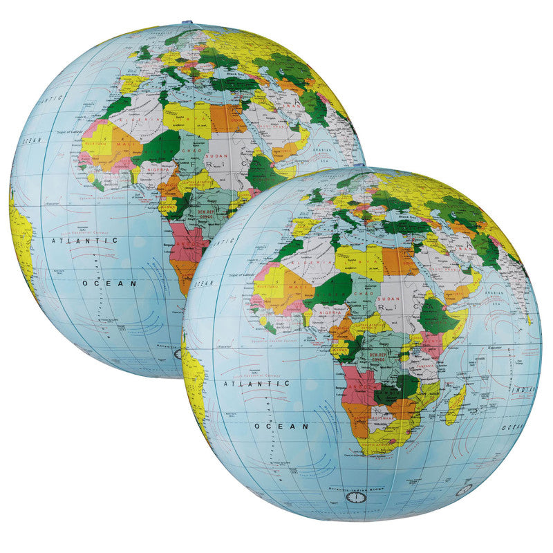 REPLOGLE GLOBES - Light Blue Political Inflate-a-Globes, 12", Pack of 2